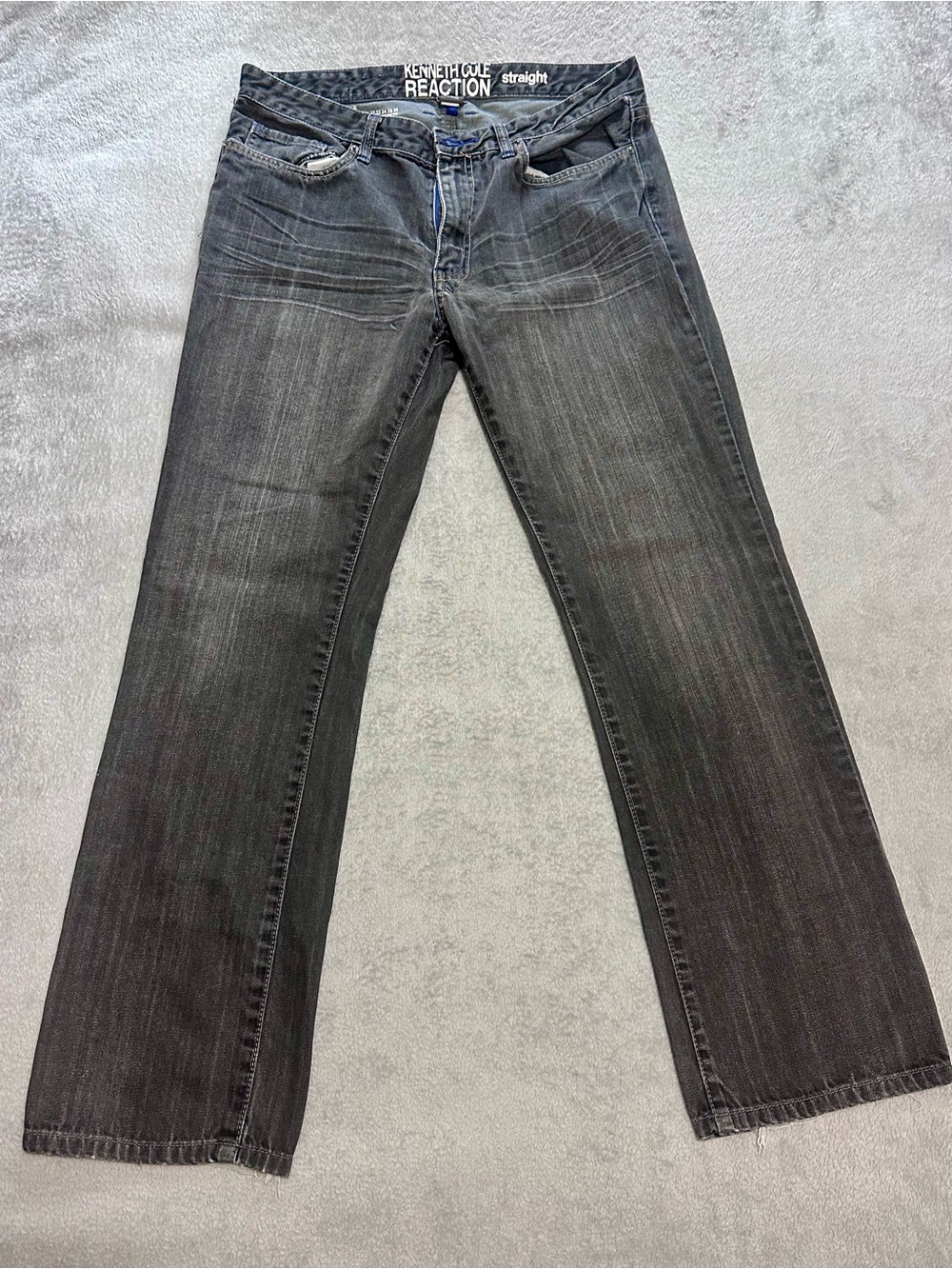Kenneth Cole Reaction Men’s Straight Leg Jeans - Charcoal Black Wash 34x32